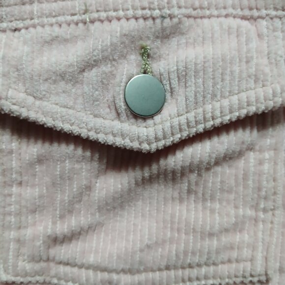 POL Urban Outfitters Pink Ivory Corduroy Frayed Oversized Cropped Jacket Women S - Picture 4 of 12